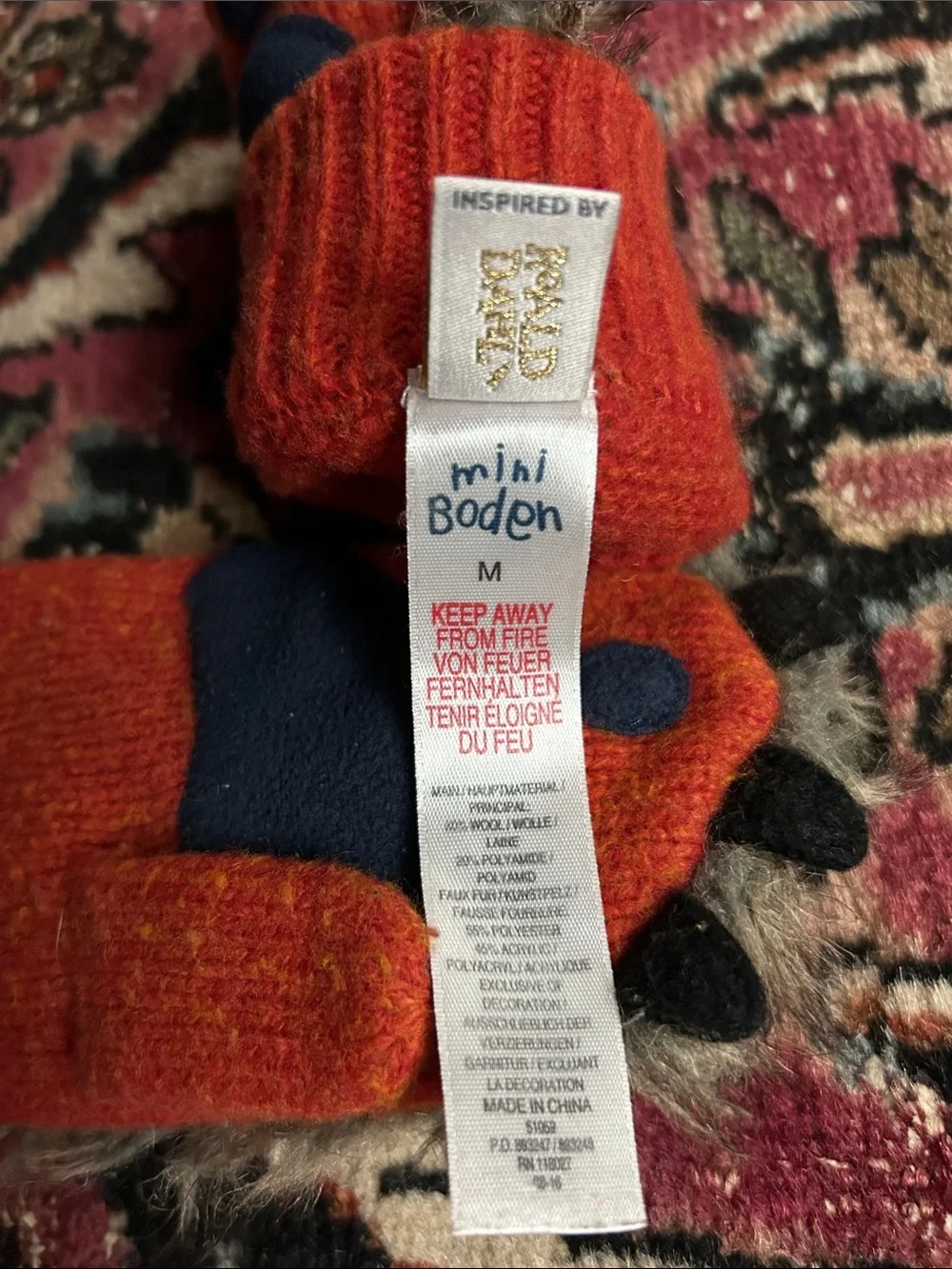 Mini Boden x Roald Dahl Furry Monster Mittens